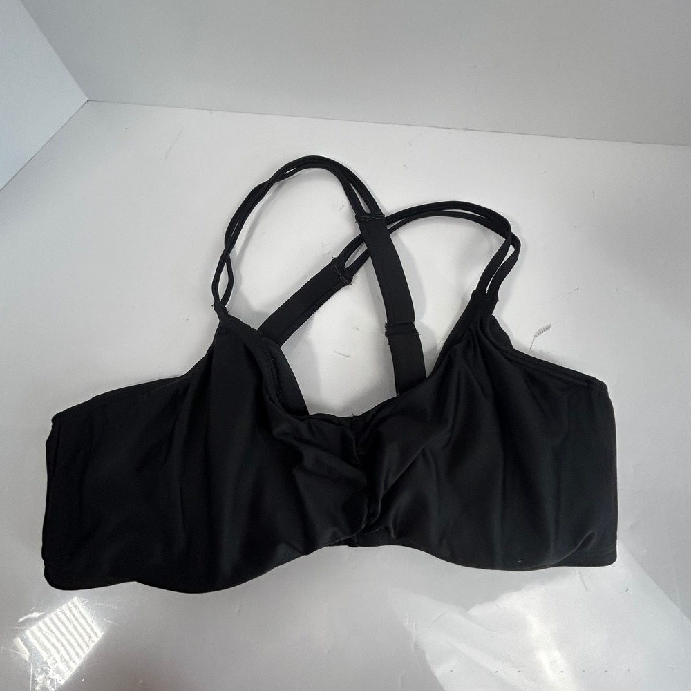 Coastal Blue Black Underwire Ruched Bikini Top 38B/C Adjustable Straps - Picture 9 of 10